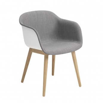 FIBER armchair wood base grey fabric