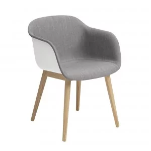 FIBER armchair wood base grey fabric