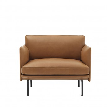 OUTLINE armchair - Silk leather Cognac