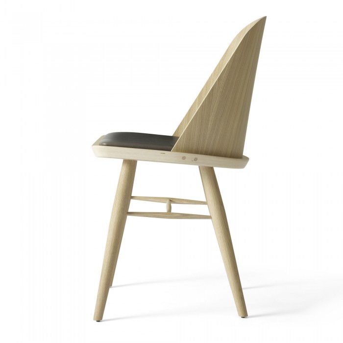 SYNNES chair natural oak and grey-brown leather