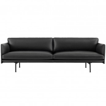 OUTLINE 3 seaters sofa - Black Silk Leather