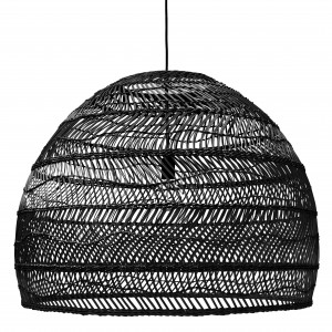 Wicker hanging lamp ball black