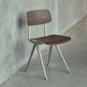 RESULT chair grey powder coated steel - smoked oak