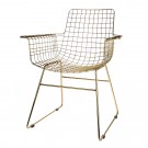 Metal WIRE chair with arms brass