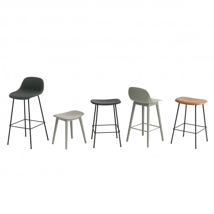 Tabouret FIBER - tube base - noir