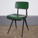 RESULT chair black powder coated steel -  Green Forest stained oak
