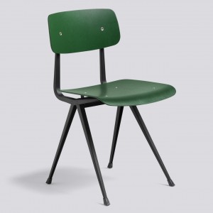 RESULT chair black powder coated steel -  Green Forest stained oak