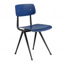 RESULT chair black powder coated steel -  Dark Blue stained oak