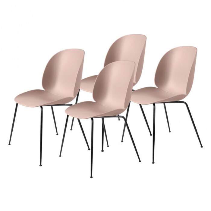 Colli of 4 BEETLE dining chair - pink & black metal