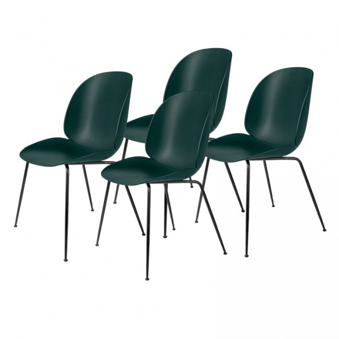 Lot de 4 chaises BEETLE - vert foncé & métal noir