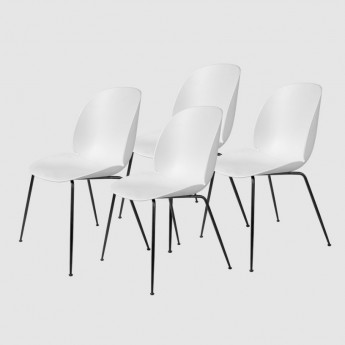 Colli of 4 BEETLE dining chair - white & black metal