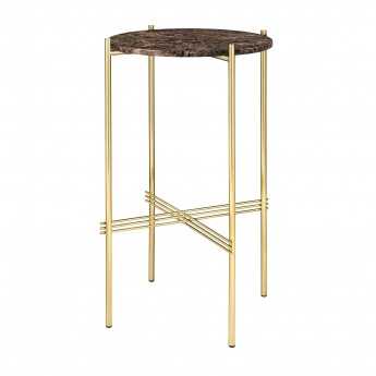 TS round Console - brown marble/brass