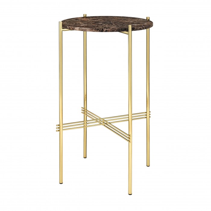 TS round Console - brown marble/brass