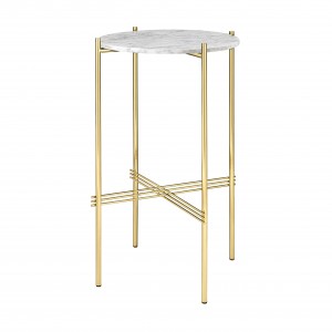 TS round Console - white marble/brass