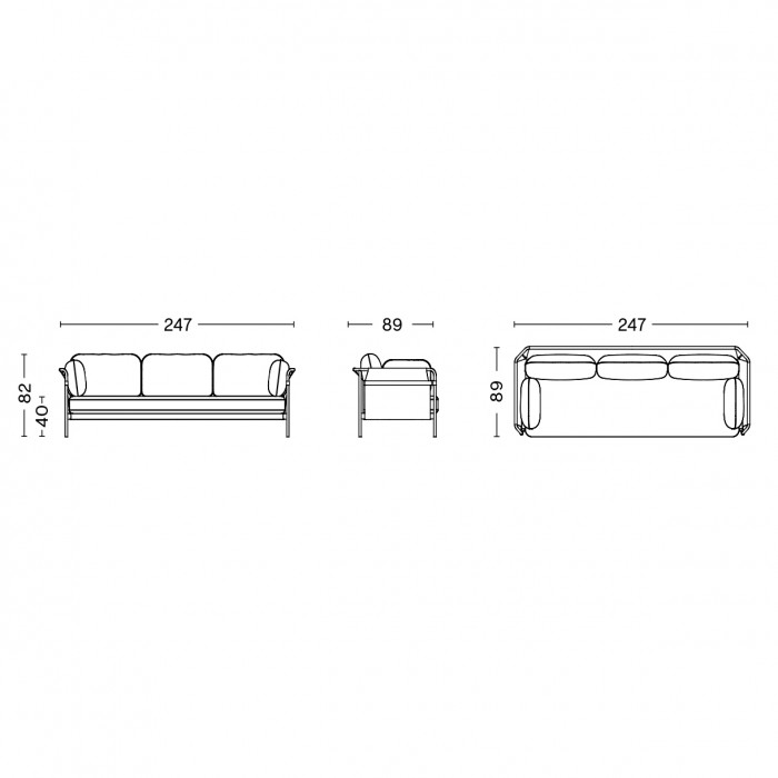 CAN sofa 3 seaters - Surface 120