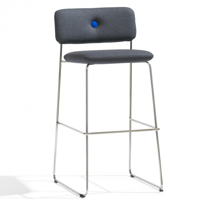 DUNDRA Bar stool with backrest - Chrome - Fabric