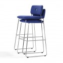 DUNDRA Bar stool with backrest - Chrome - Fabric