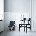 DINING chair with armrest black oak - Black