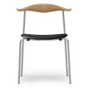 DINING chair CH88P - Steel - Leather 