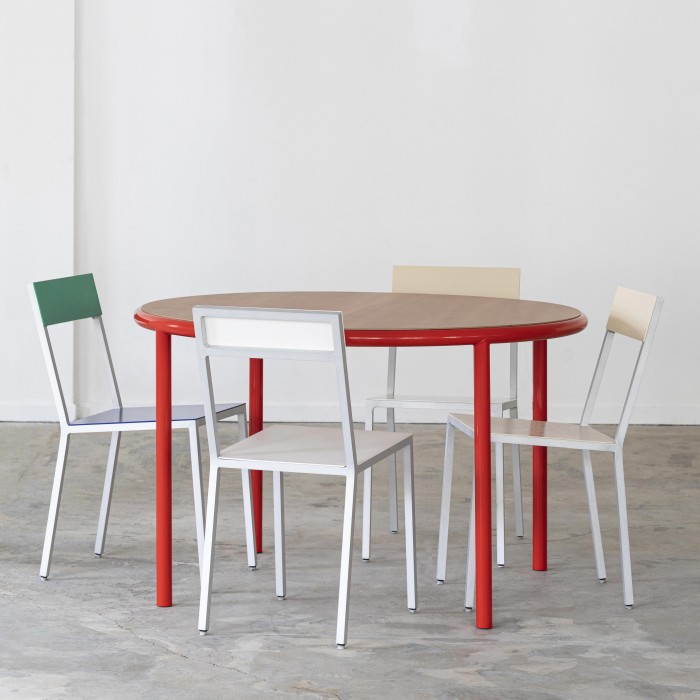 Wooden Round Table Red Muller Van, Red Round Table