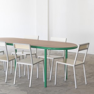WOODEN Oval table - Green
