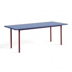 TWO COLOUR rectangular table - red and blue