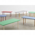 TWO COLOUR rectangular table - red and red