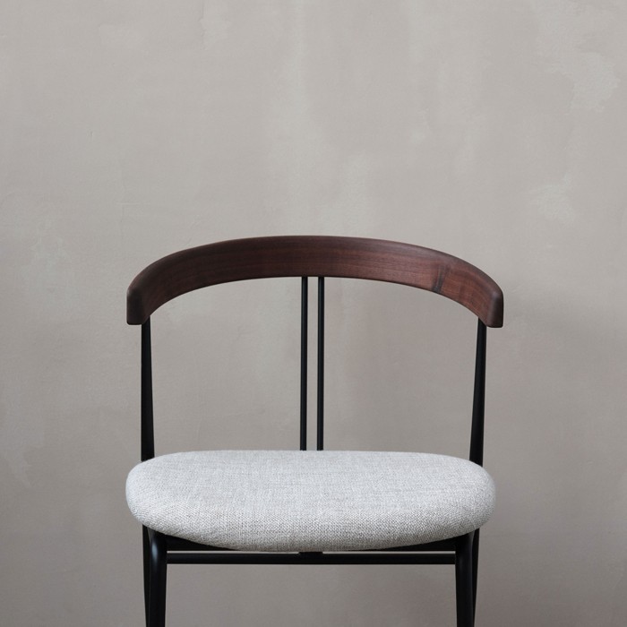 Violin chair - Upholstered seat/walnut back