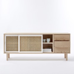 STRAW sideboard with drawers - white