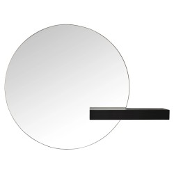 Miroir rond SHIFT - chêne teinté noir
