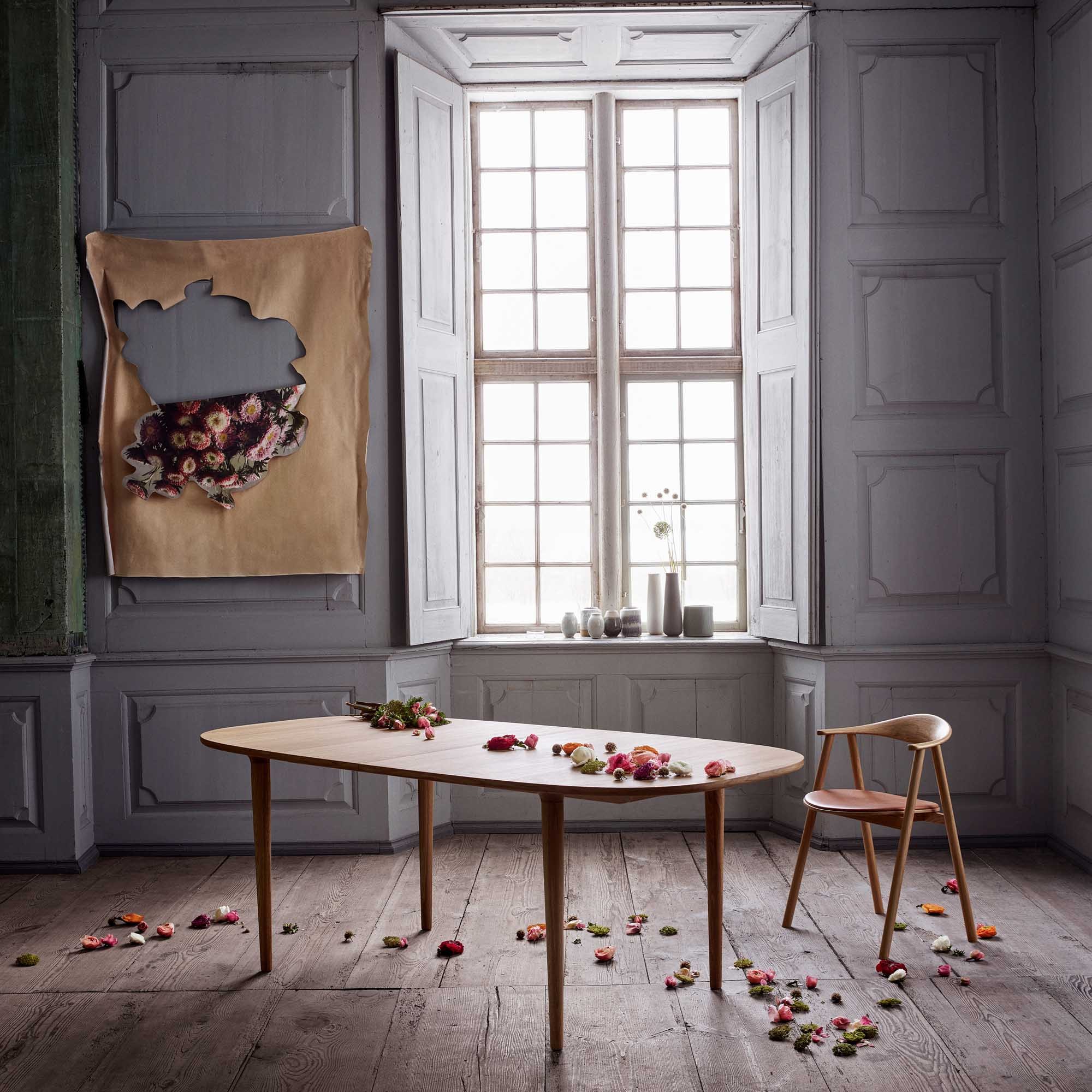 Table à manger ronde extensible Copenhagen, chêne naturel