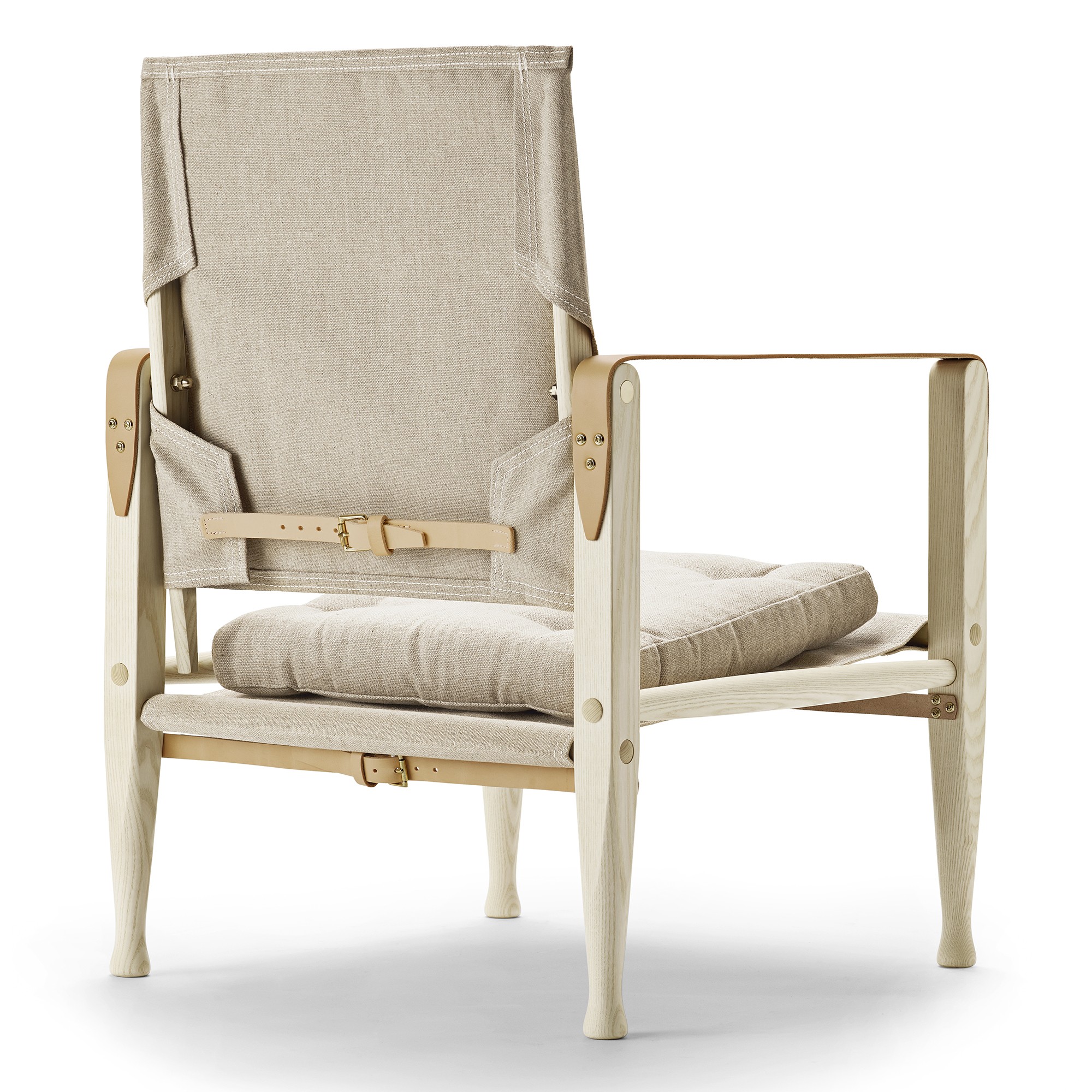 Soldes - Chaise haute en tissu lin beige et frêne -Ariane - Interior's